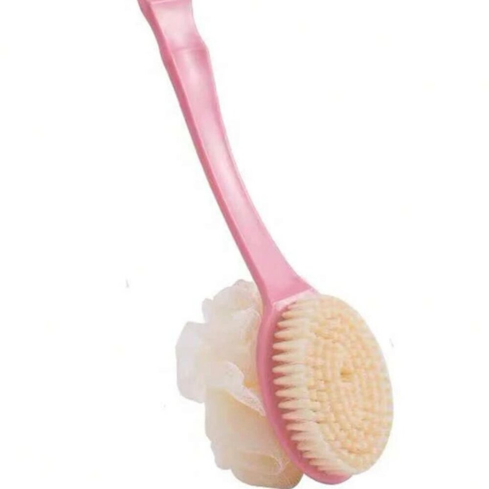 CEPILLLO DE BAÑO DE MANGO ROSA, CEPILLO MULTIUSOS PARA EXFOLIACION DE ESPALDA